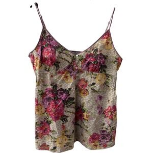 Lucky Brand Womens Floral Babydoll Tank Top Boho Cottagecore Y2K Pink Size L